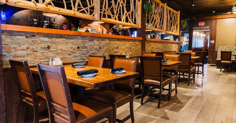 Interior, tables and chairs all lined up ready for guests