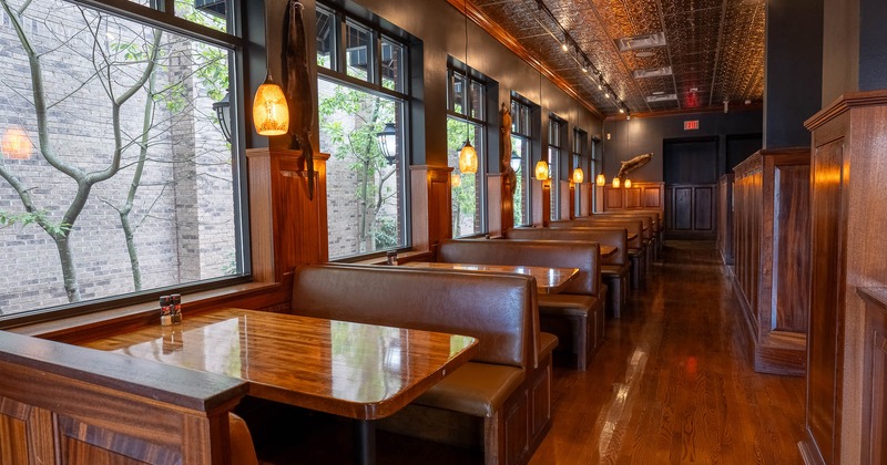 Interior, booths by the windows