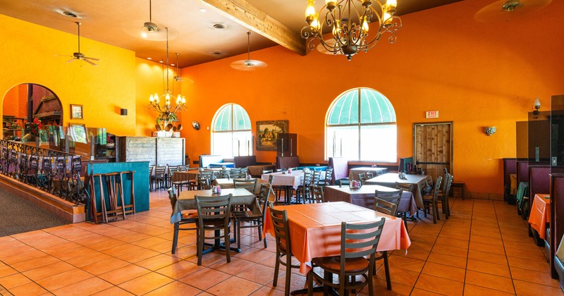 Interior, wide view, dining area