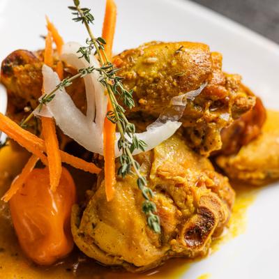 Chicken curry, close-up.