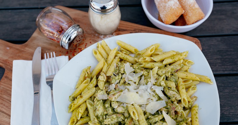 Pasta dish with cutlery