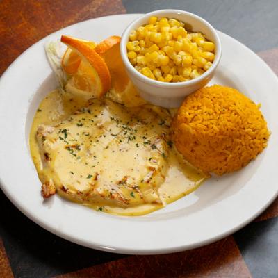 Grilled Orange Chicken - grilled chicken breast topped with orange honey mustard & Grand Marnier sauce.