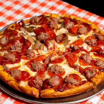 Meat toppings pizza.
