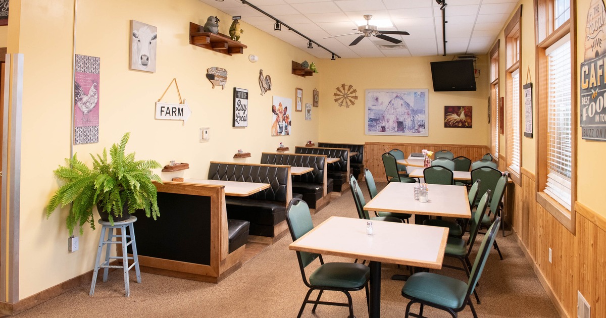 Interior, restaurant booths in dining area