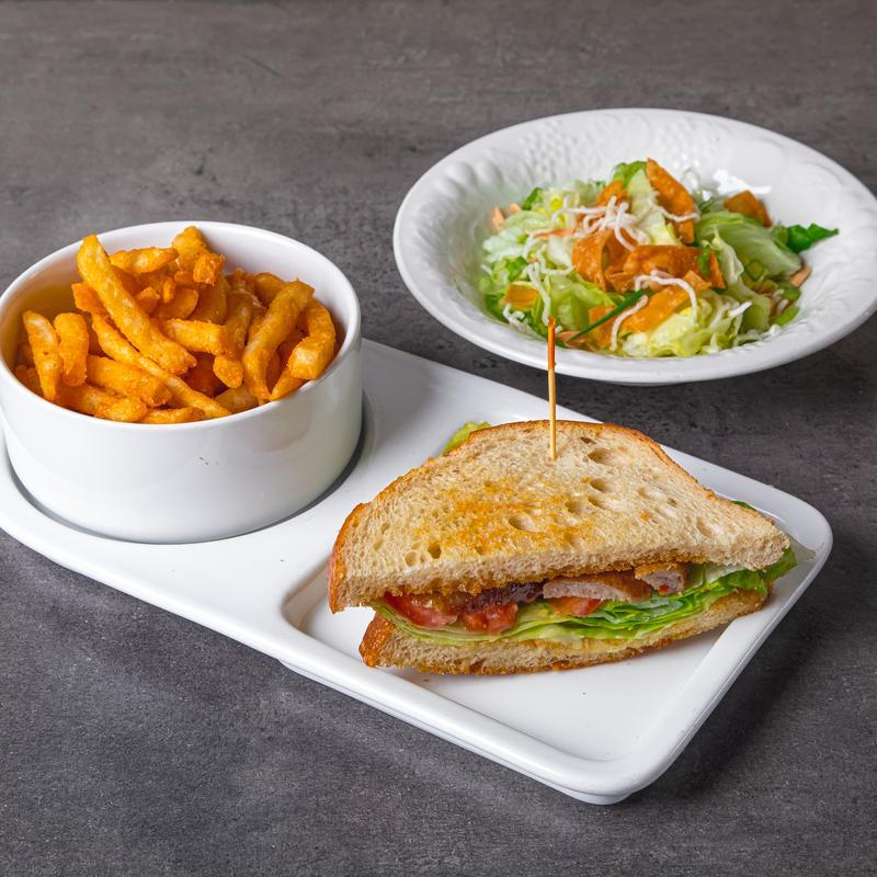 menu item 75 of 111, 1/2 Teriyaki Halal Chicken Sausage Sandwich Trio Special