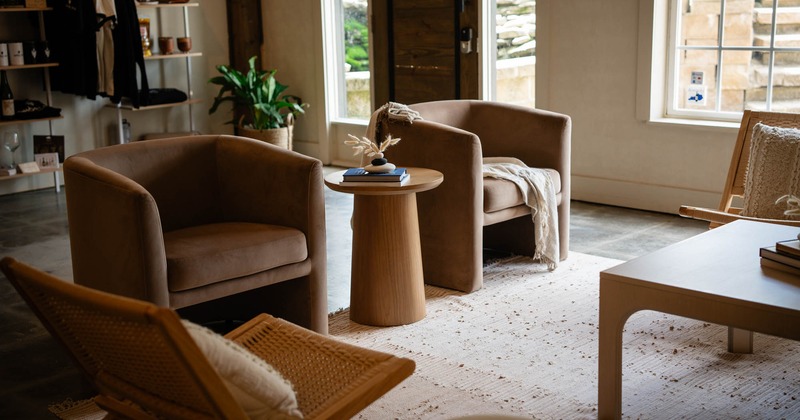 Seating area, two armchairs and coffee table