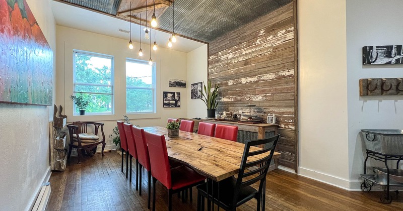 Interior, table with chairs, decorations