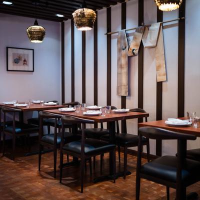 Tables and seats in dining area.