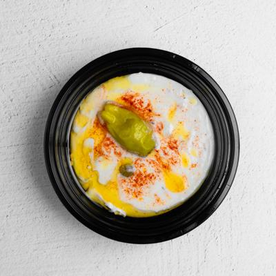 Yogurt, mint and cucumber dip.