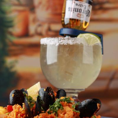 Paella and Coronarita margarita