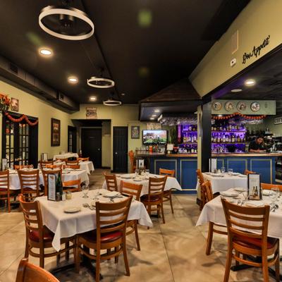 Restaurant interior, dining area.
