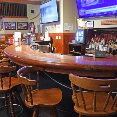 Bar area, circular bar counter.