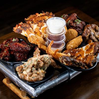 Appetizer Platter served with variety of sauces.