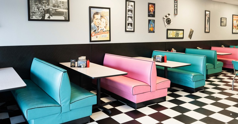 Interior, diner area, booths
