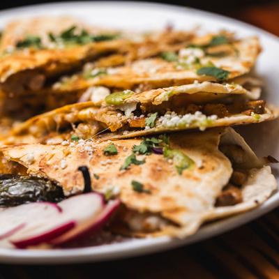 Quesadilla plate, close up.