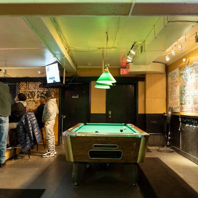 Interior, billiard table and bar area