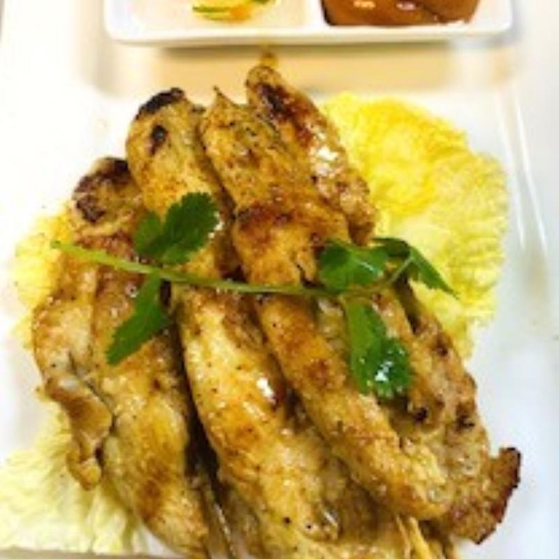 menu item 8 of 42, Beef or Chicken Sa-Teh