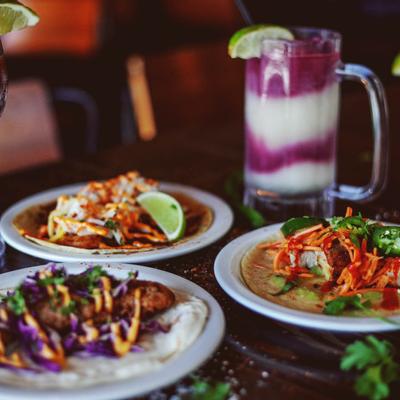 Three different types of Tacos served