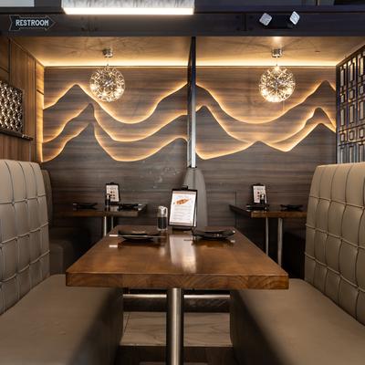 Restaurant booth for a private dining experience.