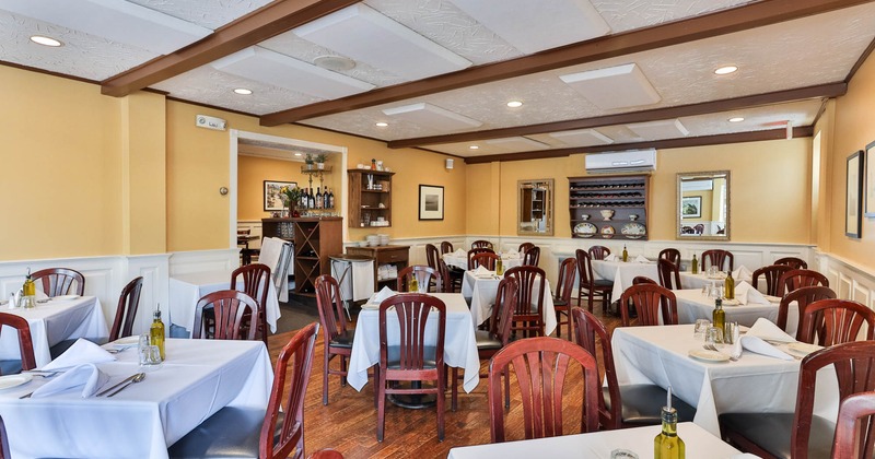 Dining area, set tables ready for guests