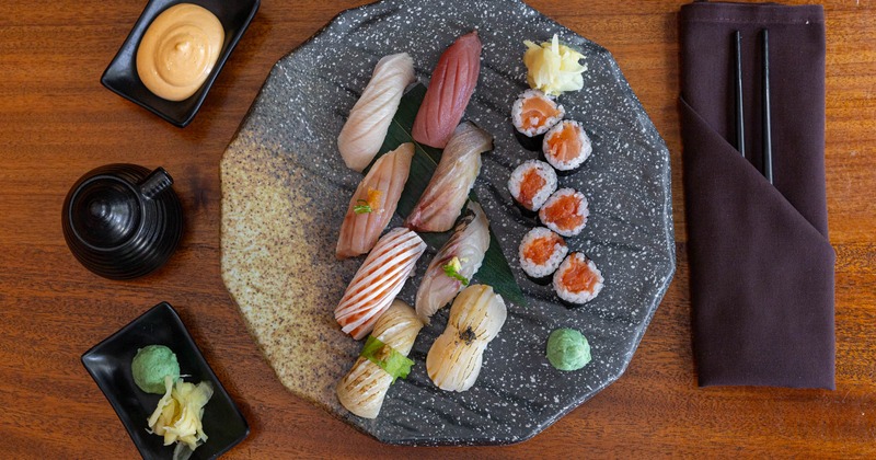 Nigiri and sushi roll platter