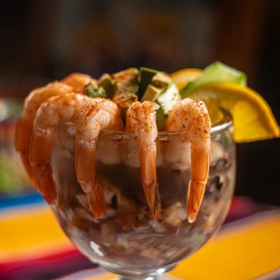Campechana with shrimp, octopus and scallop medley served in a cocktail broth.