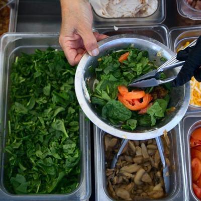 Crepe toppings being prepared