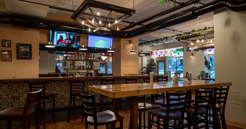 Bar and seating area