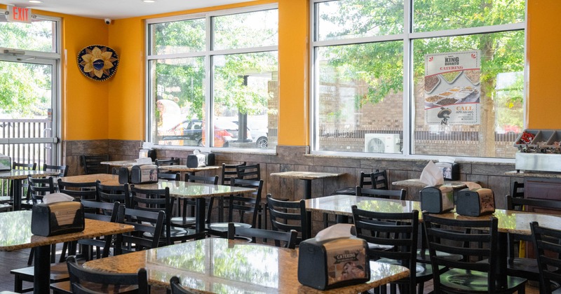 Interior, tables ready for guests