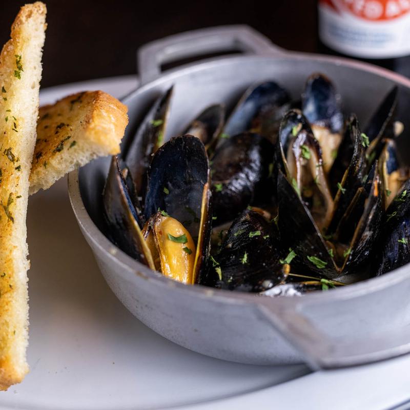 Belgian Mussels & Frites with Garlic Bread photo