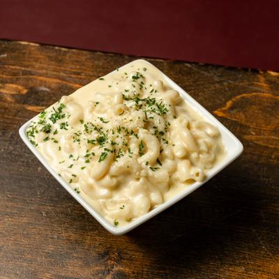Mac and cheese, served