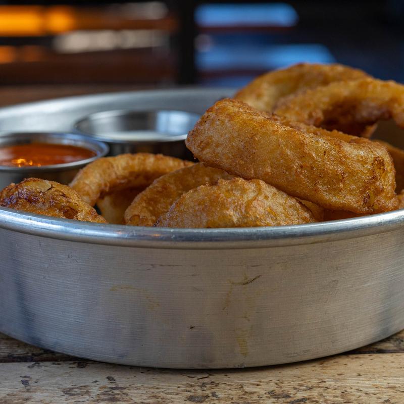 menu item 12 of 42, BEER BATTERED ONION RINGS!