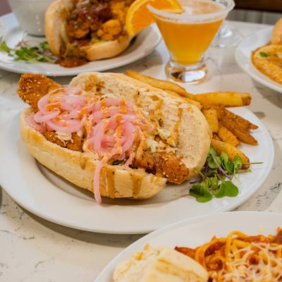 Benne crusted catfish po boy.