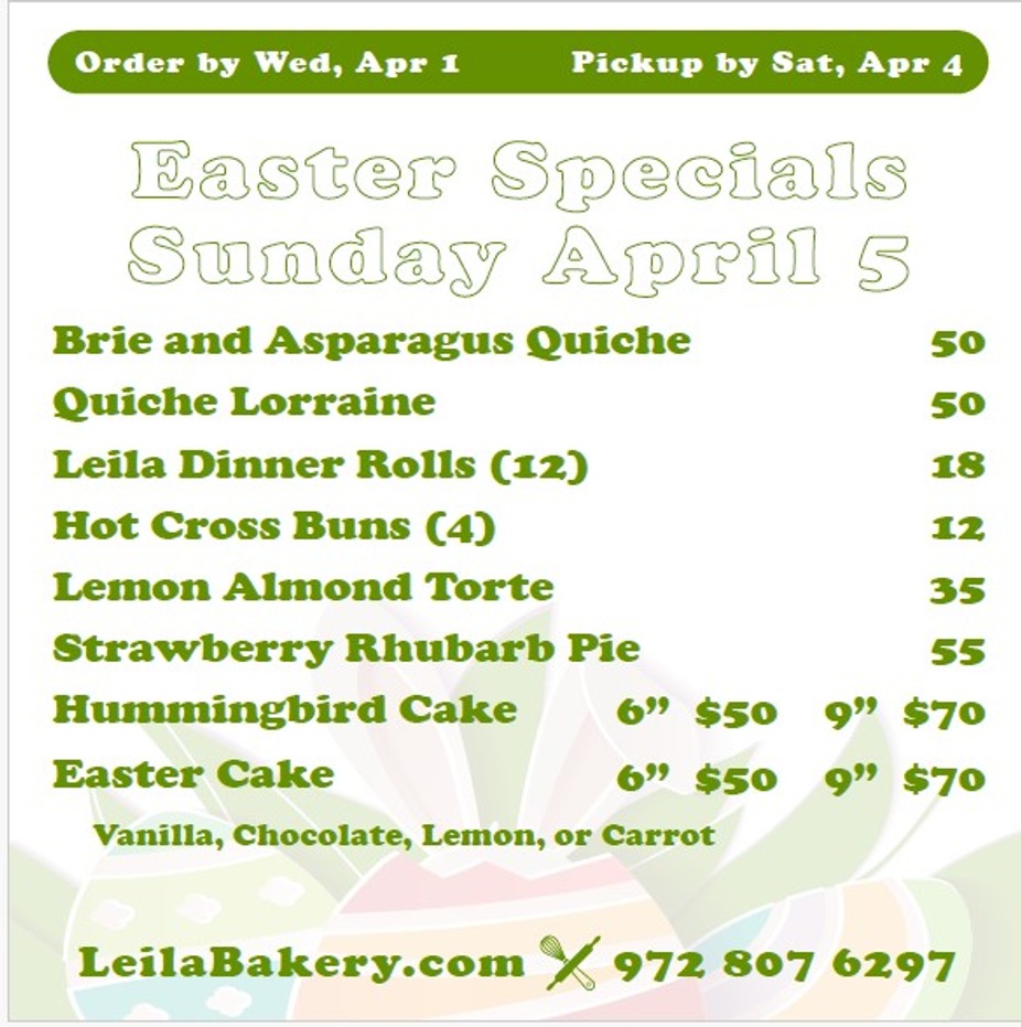 Our Easter menu is live!  We are ready for you.