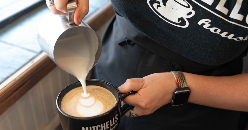 Barista making latte art
