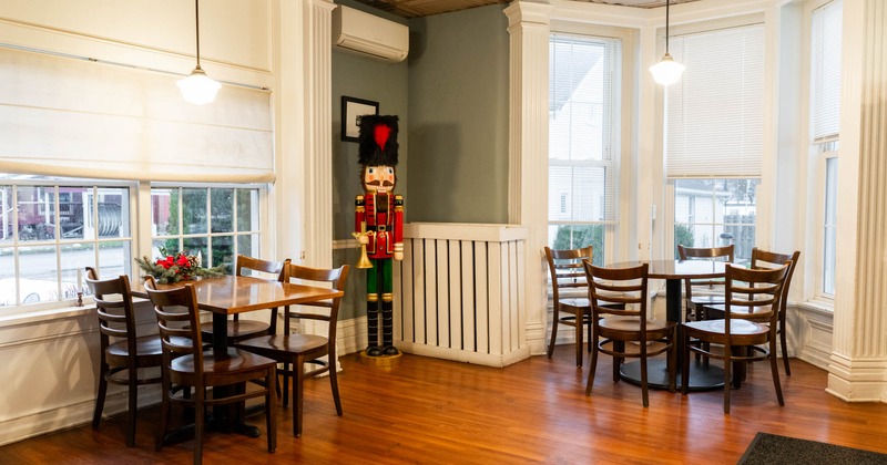 Interior, dining tables and chairs