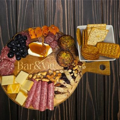 Charcuterie board, top view.