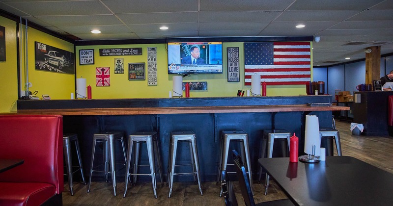 Interior, bar counter and bar stools