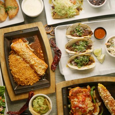 Served meals, top view.