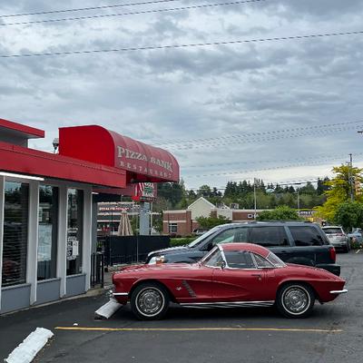 Exterior, restaurant parking lot.