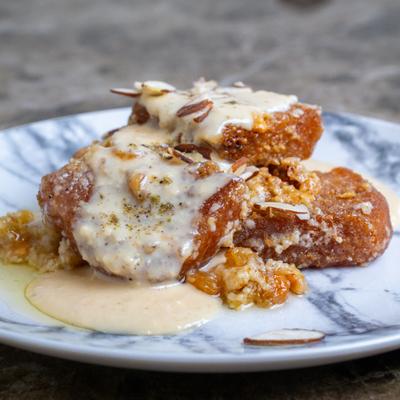 A traditional Hyderabadi bread pudding.