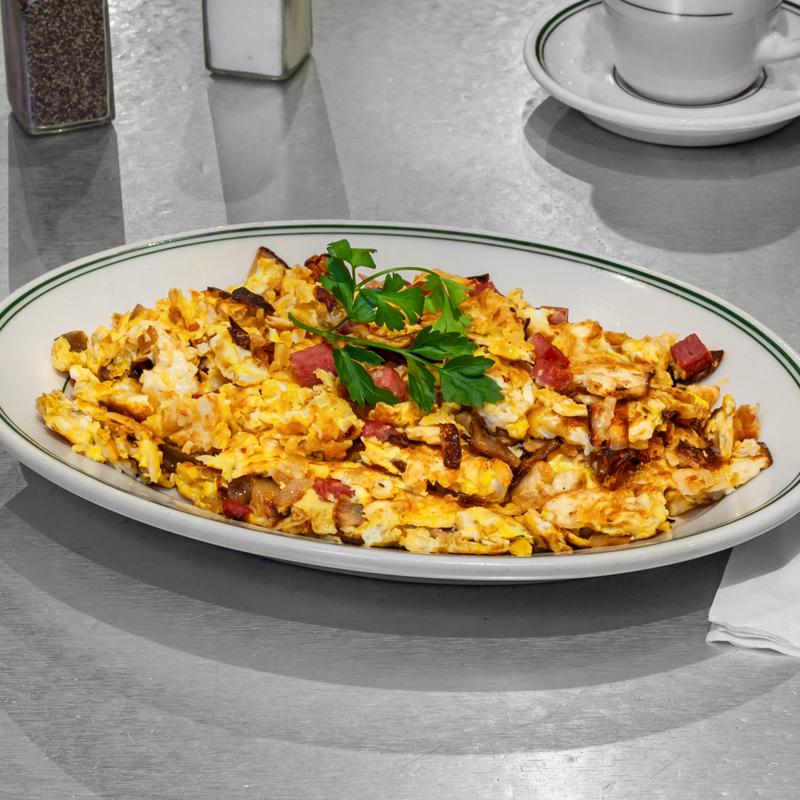 Fried Matzos with Diced Salami photo