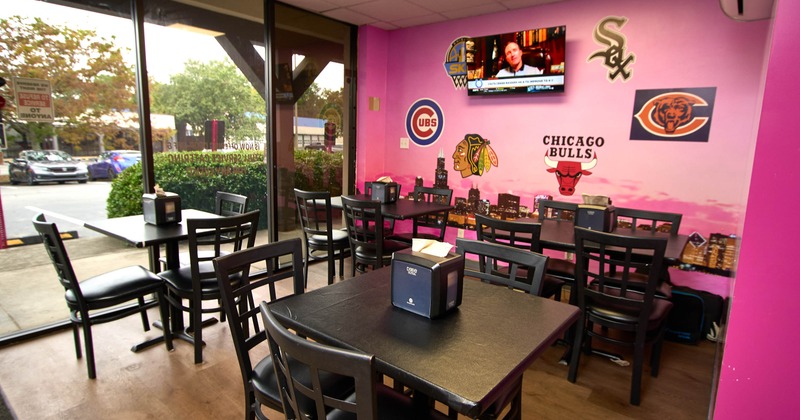 Interior, tables and chairs ready for guests