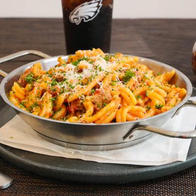Fettuccine Bolognese pasta.