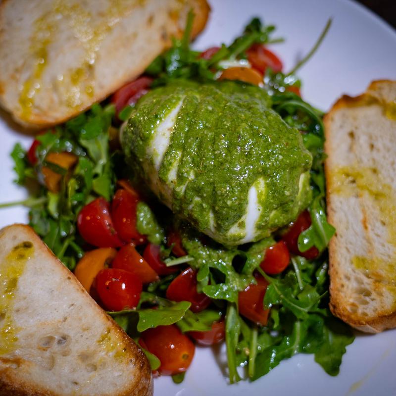 menu item 2 of 3, Burrata Con Pomodorini Pesto