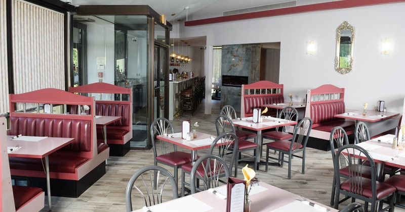 Interior, chairs, tables and restaurant booths