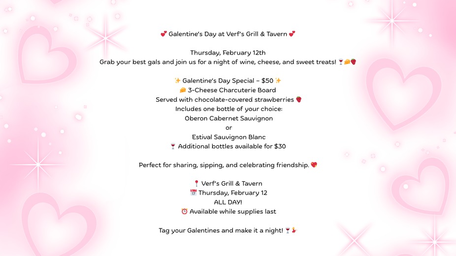 💕 Galentine’s Day at Verf’s Grill & Tavern 💕 event photo