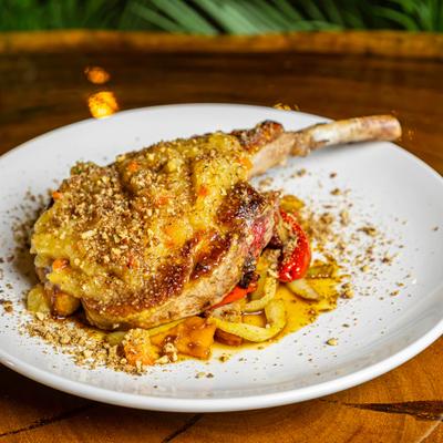 Cheshire Farms Pork Tomahawk plate.