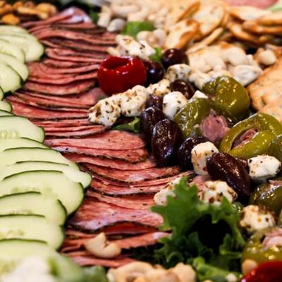 Grazing table food, close up.