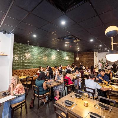 Guests at their tables.